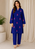 royal blue embroided 2 pice suit